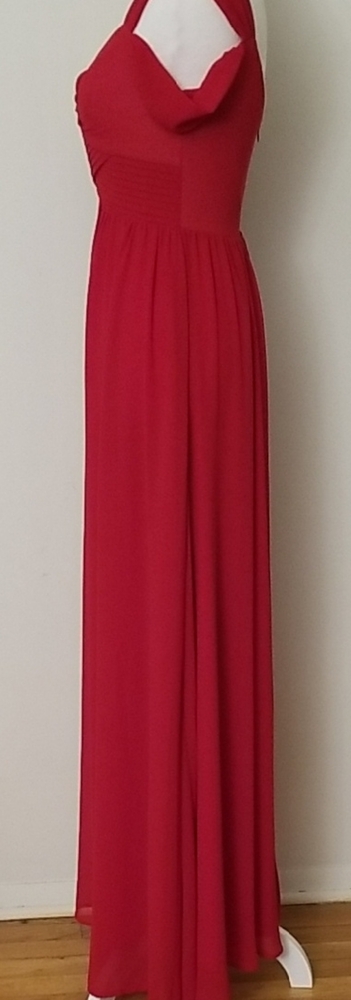 SHEIN Red Ruched Ruffled Maxi Gown - Picture 2 of 8